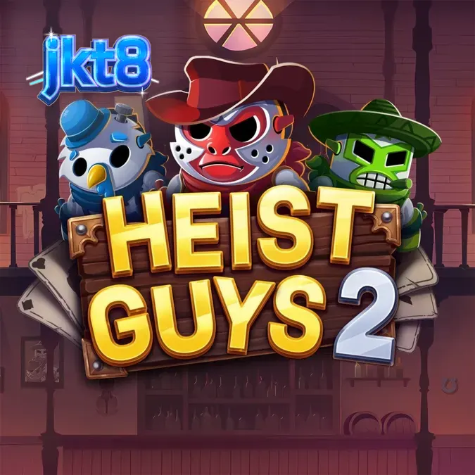 Tampilan visual permainan slot Heist Guys 2 dengan tema perampokan
